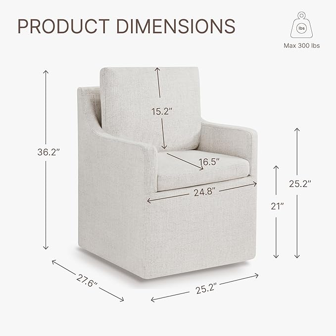 Upholstered Dining Chairs with Casters Easy Assembly Modern Accent Armchair - Image 3