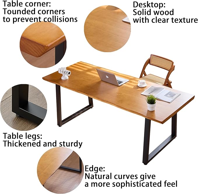 Modern Solid Wood Executive Desk – Spacious and Minimalist Home Office - Image 4
