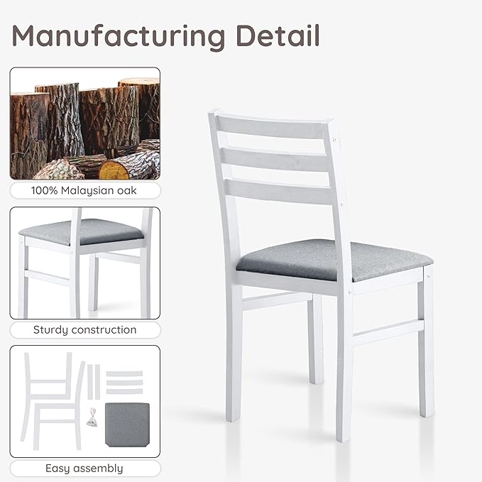 Livinia Seattle Modern Farmhouse Kitchen Dining Room Chair Set of 2, Solid Wood - Image 5