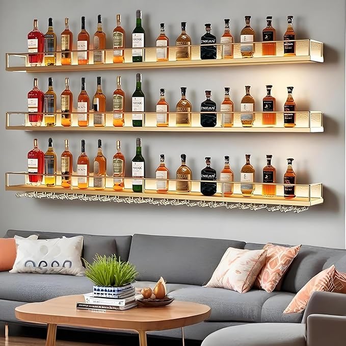 63in Wall-Mounted Metal Wine Rack by Dawselod