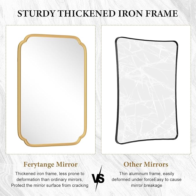 Gold Wall Mirror 48 x 24 Inch Bathroom Vanity Mirror - Image 7