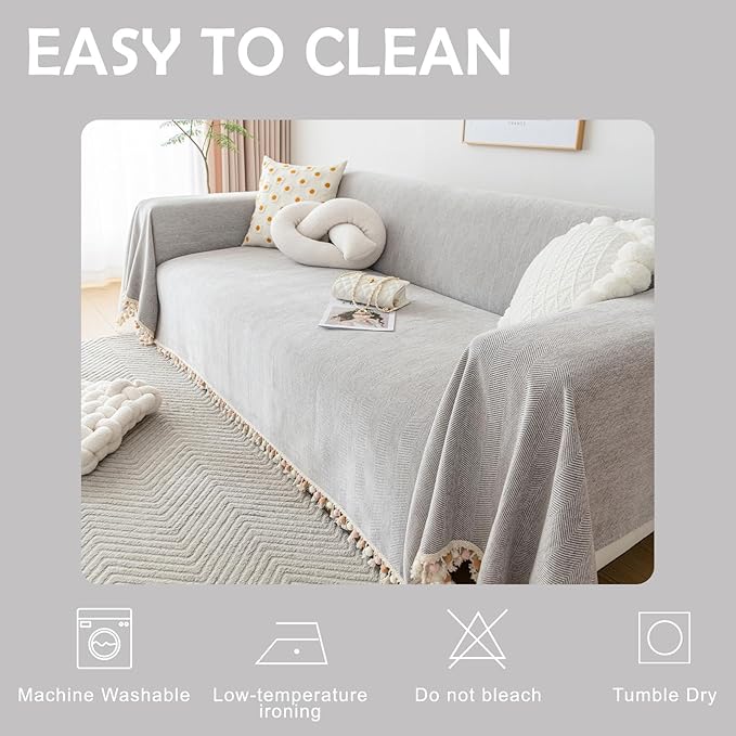 HANDONTIME Grey Sofa Cover for 3 Seat Couch - Image 7