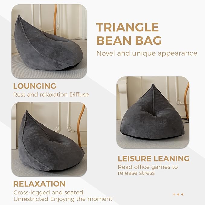 BYBYME Bean Bag Chairs Sherpa Lazy Sofa, Giant Beanbag Chairs - Image 4