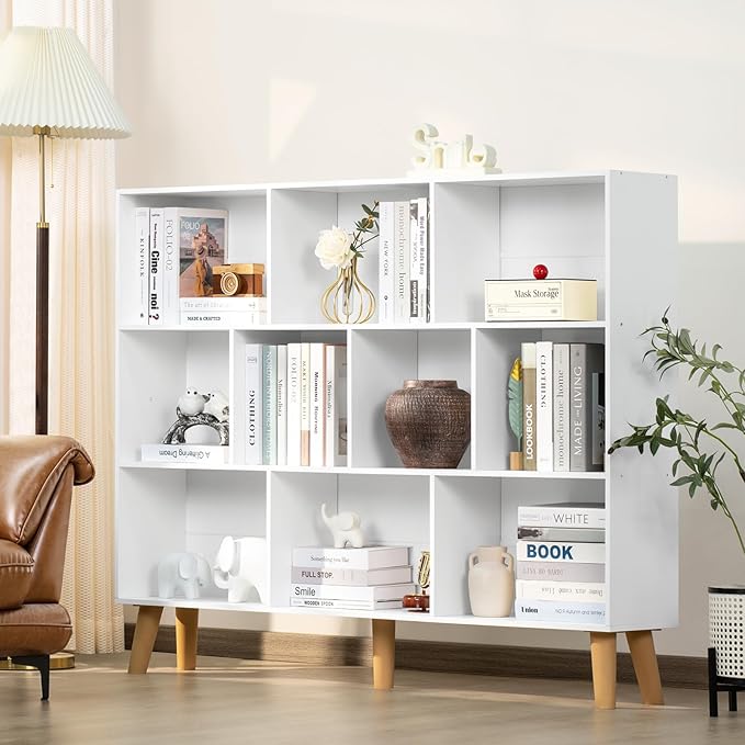 YAHARBO 10 Cube Large Bookshelf, 3 Tier Bookcase - Image 2