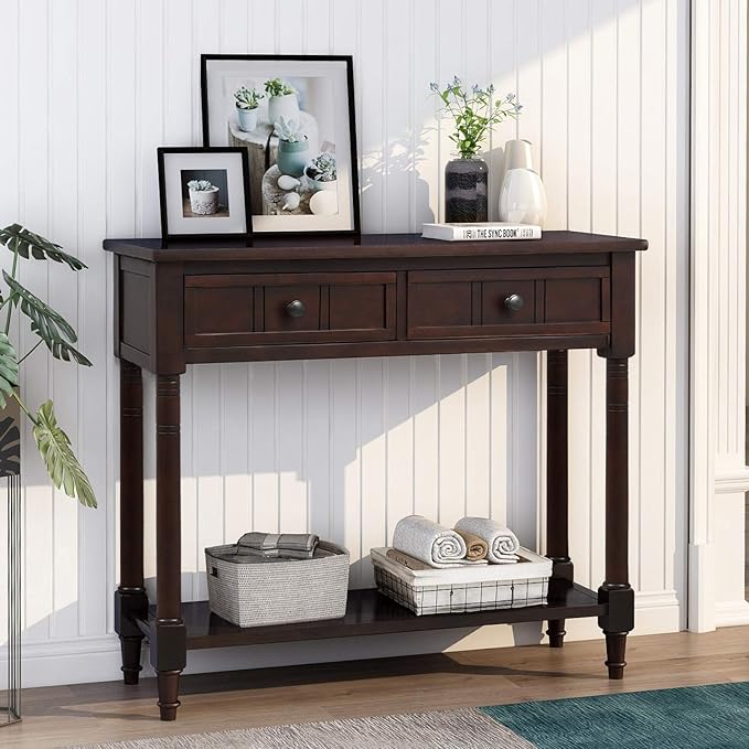Bellemave Console Table with Drawers, Retro Entryway Table with 2 Drawers and by Bellemave