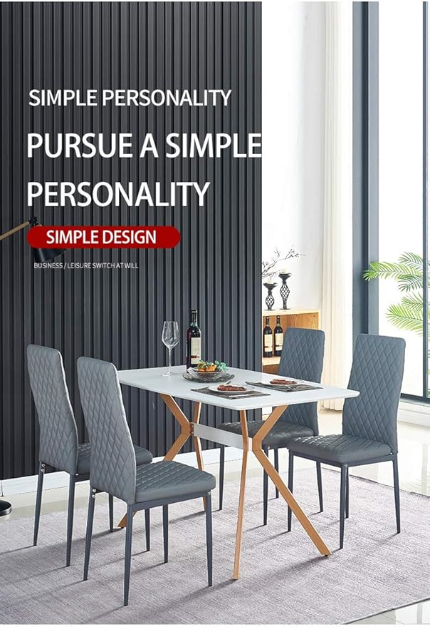 JT Modern Minimalist Dining Chair Fireproof Leather Sprayed Metal Pipe Diamond - Image 7