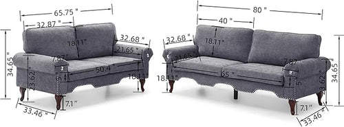2 Piece Sectional Sofa Set, 2+3 Seat Convertible Couch - Image 2