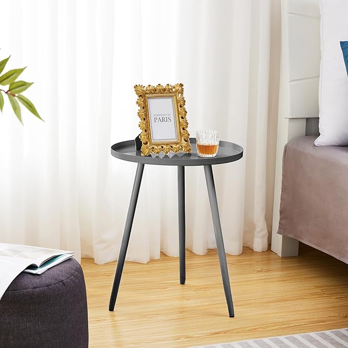 Apicizon 16" Round Side Table Set of 2, Metal End Table - Image 6