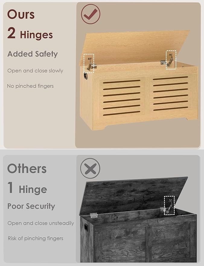 DINZI LVJ Storage Chest, 39.4”Wooden Storage Box - Image 4