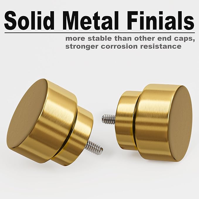 Modern Gold Curtain Rods for Windows 16 to 60 Inches Adjustable Length Heavy - Image 3