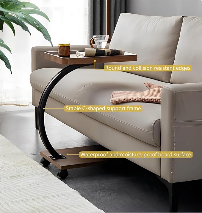 C Table End Table, 360°Swivel TV Tray Table - Image 6