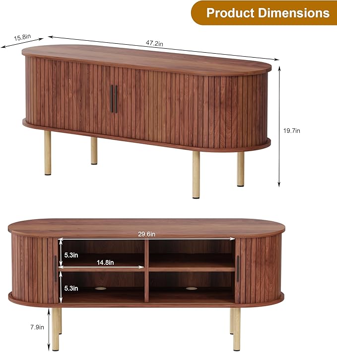 47.2" TV Stand, Modern TV Console Table - Image 2