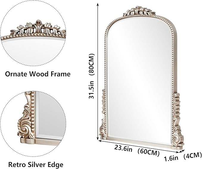 SHYFOY Antique Silver Mirrors for Wall Decor, Vintage Decorative Wall Mirror - Image 5