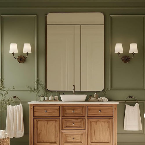 24x36 Inch Brushed Bronze Bathroom Mirror by Mirrorartmirror