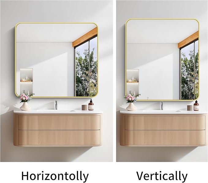 FORBATH 40x36 Inch Gold Bathroom Mirror - Image 6