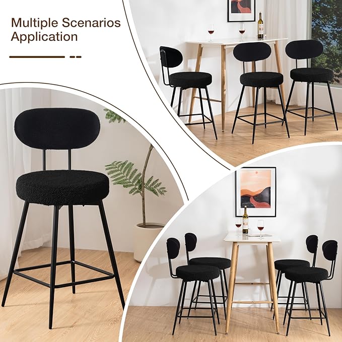 HOMMPA Counter Height Swivel Bar Stools Set of 4 Boucle Barstools 26'' - Image 7