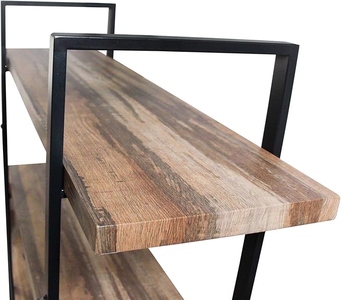 45MinST 3-Tier Vintage Industrial Style Bookcase/Metal and Wood Bookshelf - Image 3