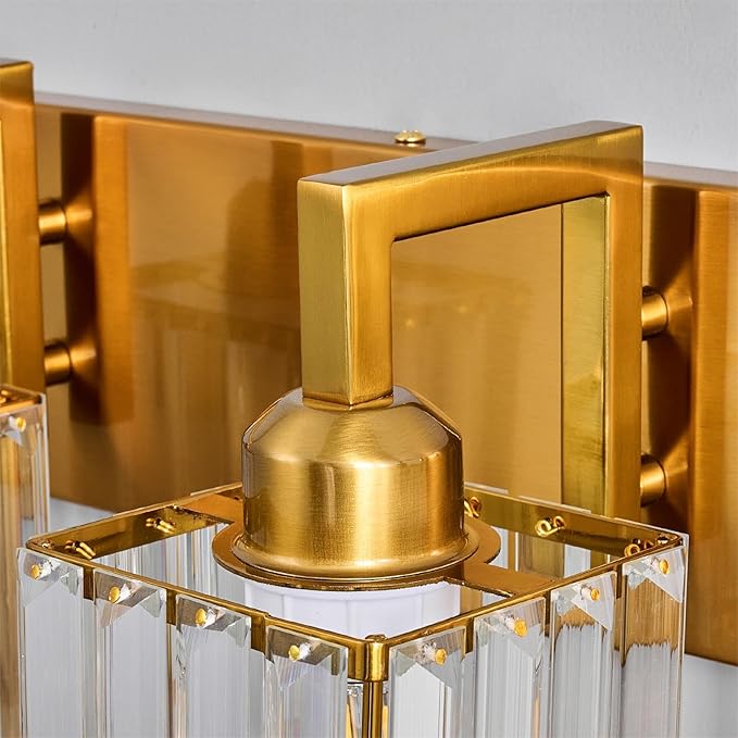 Modern Bathroom Vanity Light 3-Lights Gold Crystal Wall Lamp Bathroom Modern - Image 7