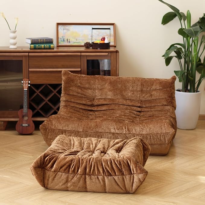 N&V Fireside Chair, Mid Century Armless Floor Sofa, Soft Premium Chenille Floor - Image 6