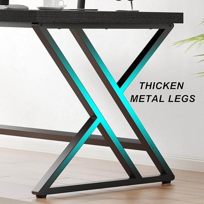 LVB Black Desk, Modern Gaming Writing Computer Desk - Image 6