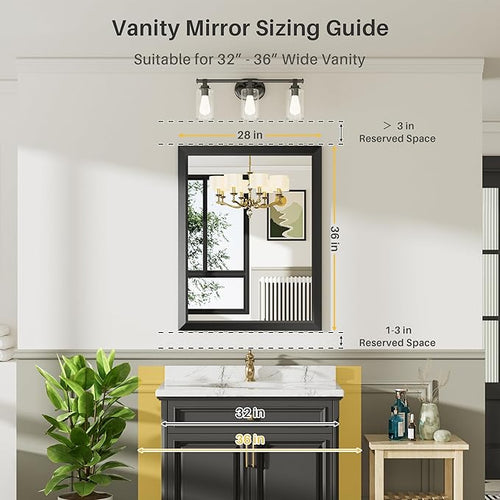 28x36 Inch Black Bathroom Mirror - Image 2