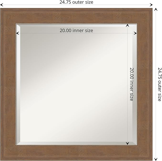 Amanti Art Brown Wall Mirror 25x25 Alta Medium Brown Square Bathroom Mirror - Image 4