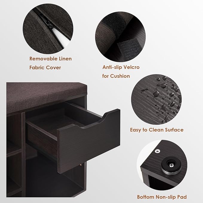 DINZI LVJ Shoe Bench, Entryway Storage Bench - Image 9