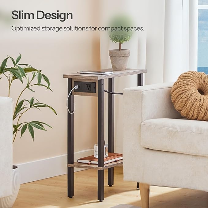 HOOBRO Small End Table with Charging Station, Narrow Side Table with USB Port - Image 4