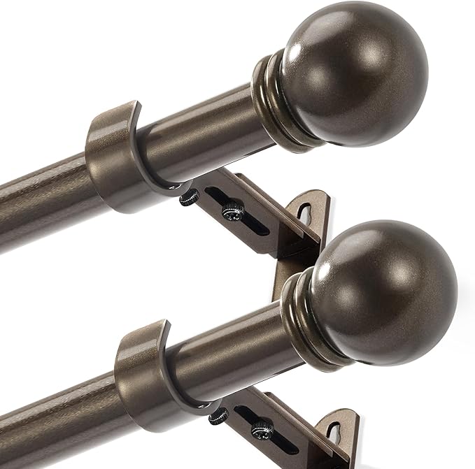 Curtain Rods for Windows 16 to 76 Inches, Curtain Rod Max Adjustable Length of by AMZSEVEN