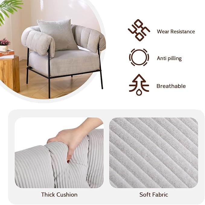 HollyHOME Modern Velvet Accent Chair - Image 4