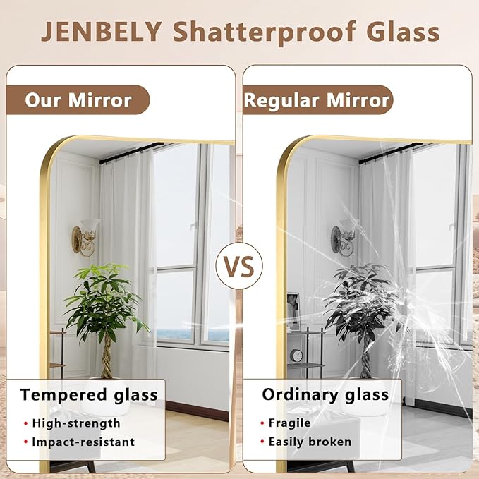 Brushed Gold Mirror, Metal Frame Rectangle Corner Vanity Mirror, Wall Mounted - Image 4