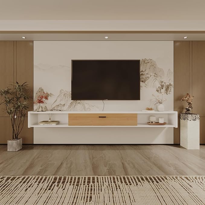 70'' Floating TV Stand, Wall Mounted TV Console, Floating TV Cabinet, Under TV - Image 8