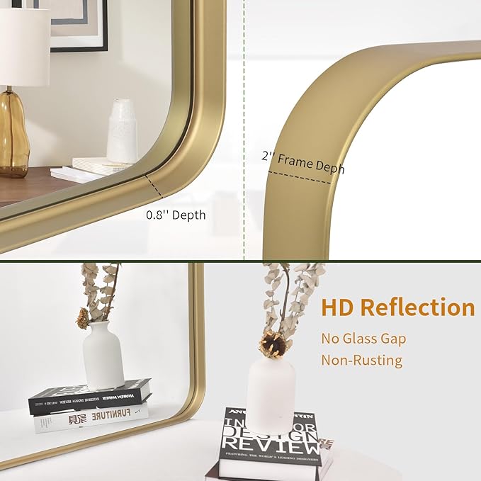 Bathroom Mirror 24x36 inch, Modern Round Corner Bathroom Vanity Mirror - Image 6