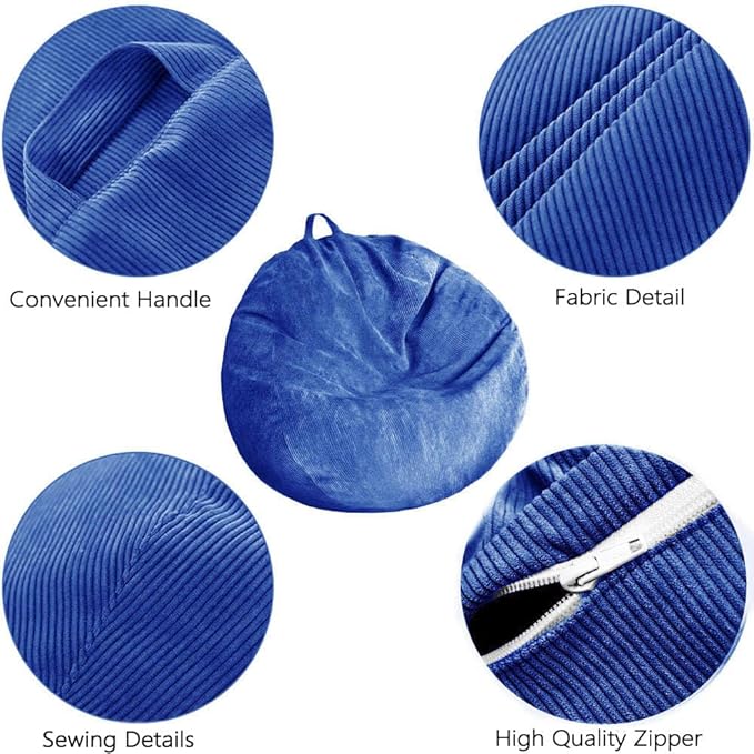 Stuffed Animal Storage Bean Bag Chair Cover Washable Ultra Soft Corduroy Bean - Image 3