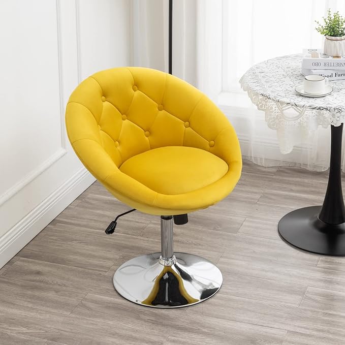 Roundhill Furniture Noas Velvet Upholstered Tufted Back Swivel Accent Chair - Image 9