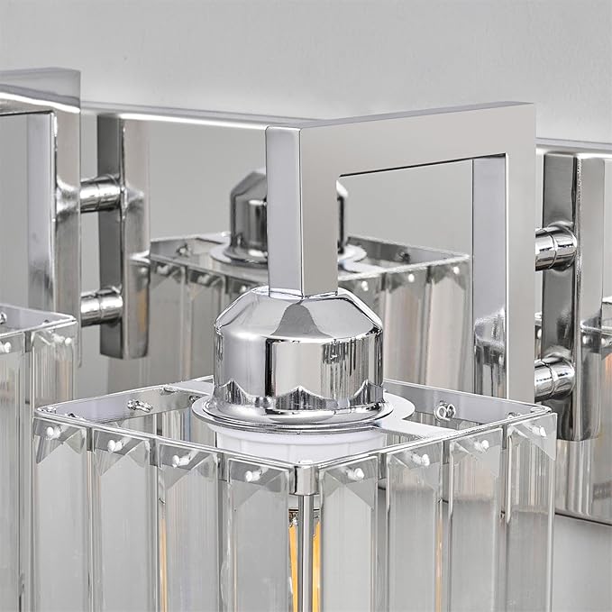 Modern Bathroom Vanity Light 4-Lights Chrome Crystal Wall Lamp Bathroom Modern - Image 6