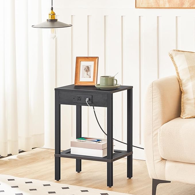 HOOBRO Side Table with Charging Station, End Table with USB Ports and Outlet - Image 9