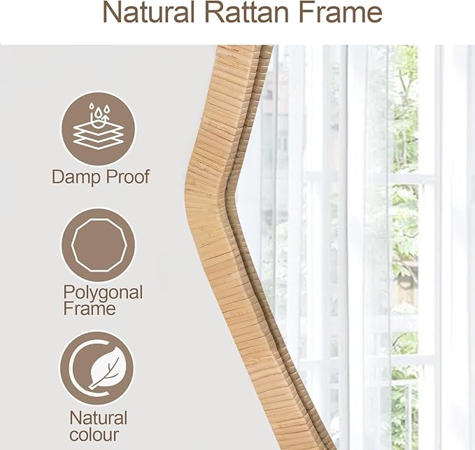 ULIKE Rattan Mirror for Wall, Bathroom 30 Inch Rustic Farmhouse Wall Decor - Image 7