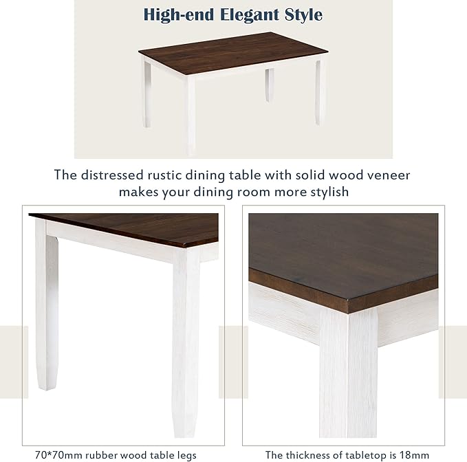 Merax 6-Piece Wooden Rectangular Dining Table Set - Image 6
