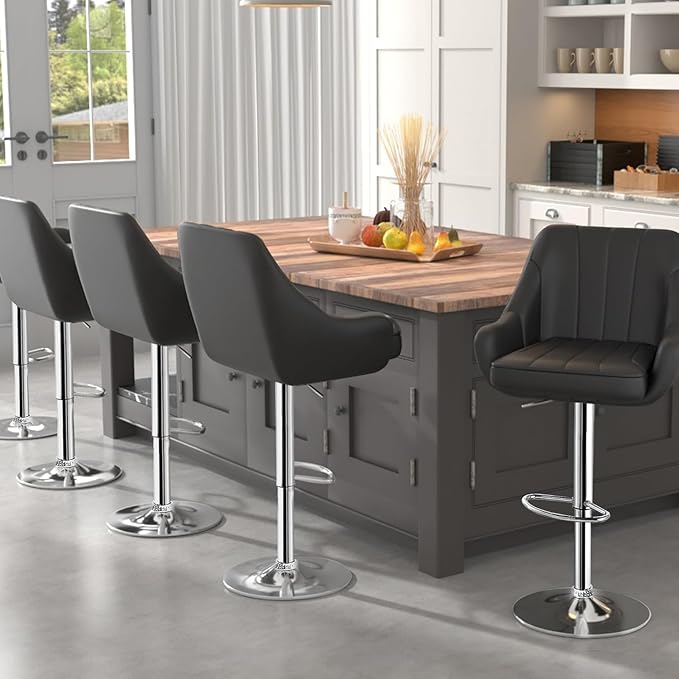 VECELO Bar Stools Set of 4, Adjustable Barstools, Counter Height Stools - Image 4