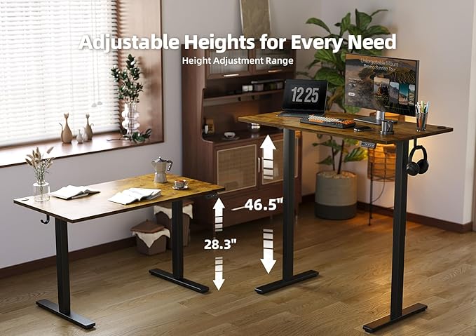 Seang Standing Desk with Adjustable Height, 63x24 Inch Electric Stand Up Desk - Image 4