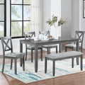 soges 6 Piece Kitchen Dining Set, Rectangular Wooden Dining Table by soges