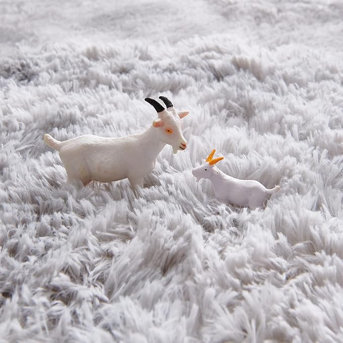 FJZFING Tie-Dyed Light Grey Round Rug Ultra-Soft Plush Modern 6x6 Circle Area - Image 3