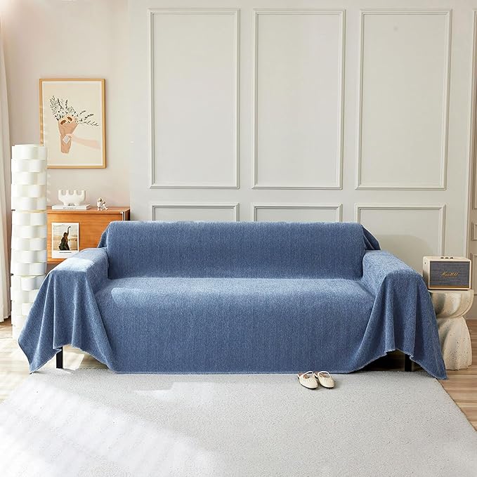 STACYPIK Non Slip Blue Couch Covers Chenille Sofa Cover by STACYPIK
