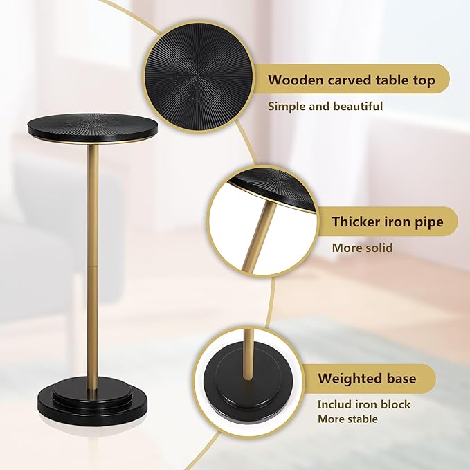 Drink Table, Small Pedestal Side Table - Image 7