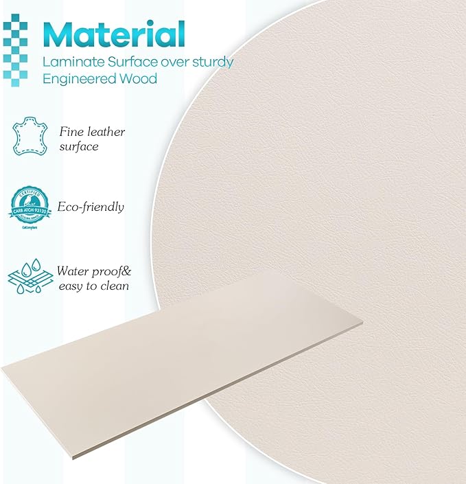 Kaboon Universal Tabletop 55"x20", Solid One-Piece Melamine Table Top, Double - Image 4
