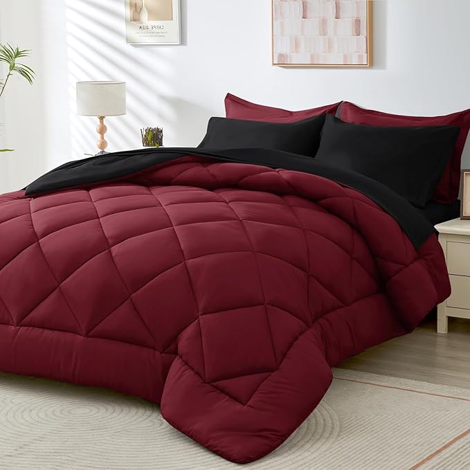 HEVUMYI Red & Black Twin Comforter Set by HEVUMYI