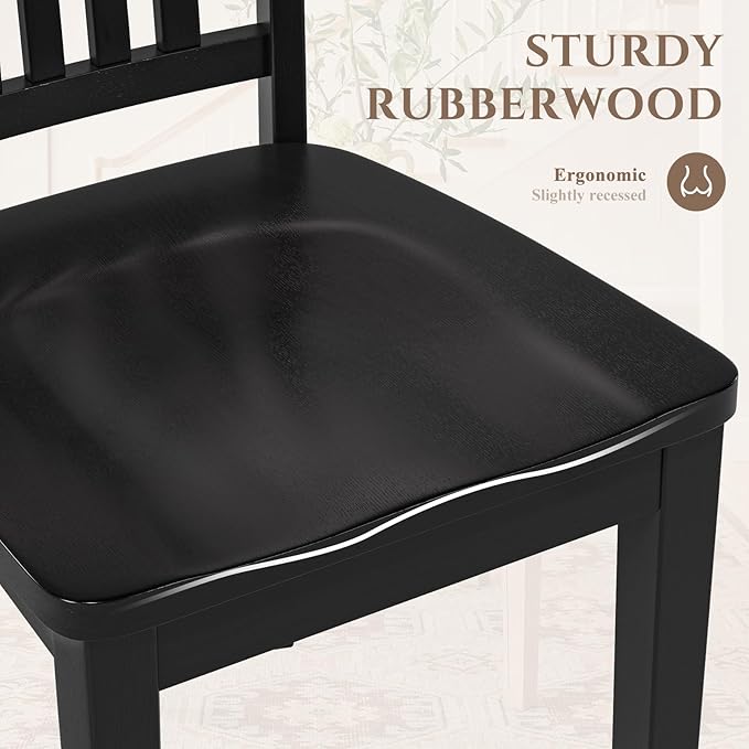 COLAMY Wooden Dining Chairs Set of 4, Solid Rubberwood Kitchen & Dining Room - Image 6