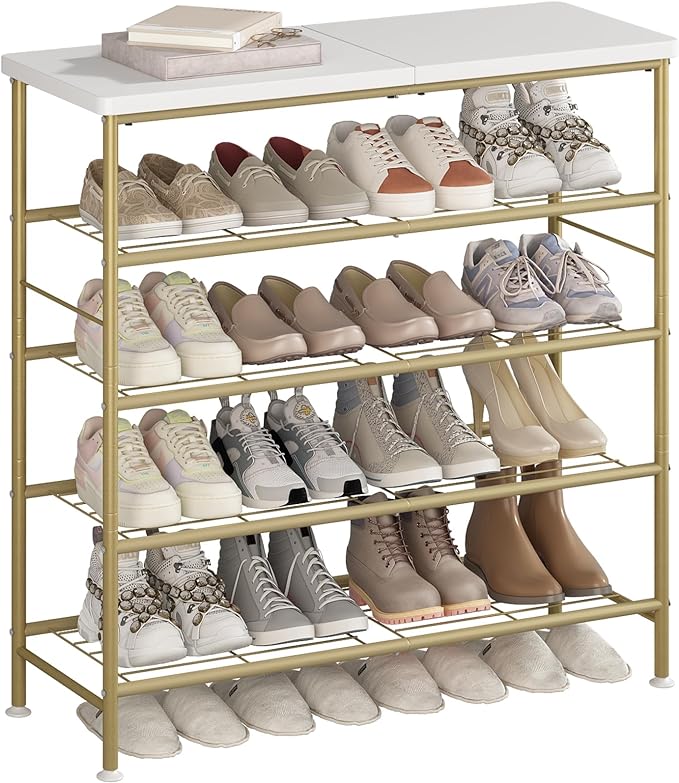 Shoe Rack Organizer 5 Tier for Closet Entryway Free Standing Metal Storage Shoe by MAKELIFESIMPLE
