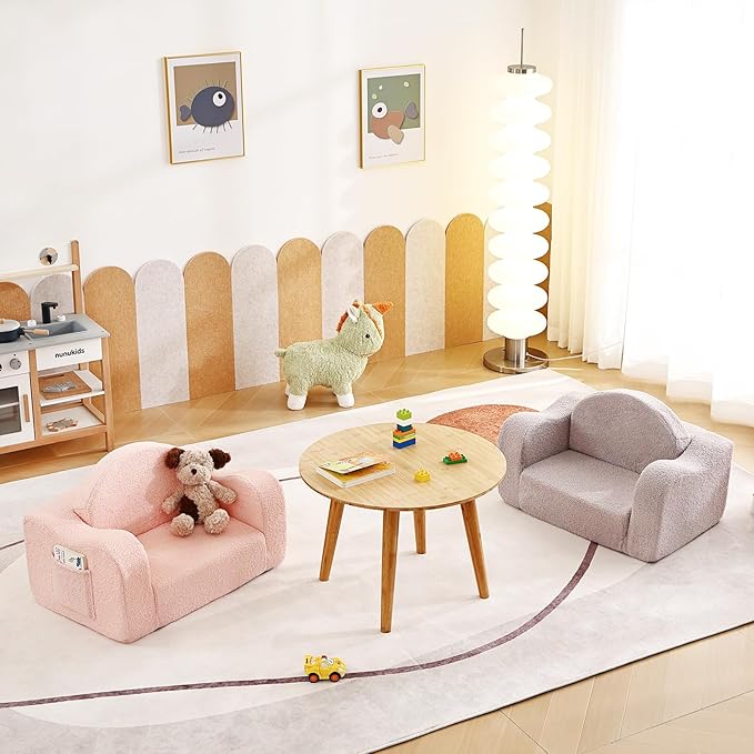 Tiita Kids Chair Couch, Folding Toddler Comfy Sofa Chairs, 2-in-1 Kids Plush - Image 6